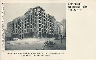 SAN FRANCISCO CA - Palace Hotel Monadnock And Call Buildings Fire Ruins - Udb • $7.87