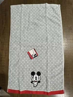NWT Disney Mickey Mouse Gray Dots Hand Towel Embroidered Rare! • $14