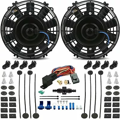 Dual 7-8 Inch Electric Fan 6an Hose Fitting Trans-mission Oil Cooler Temp Switch • $79.95