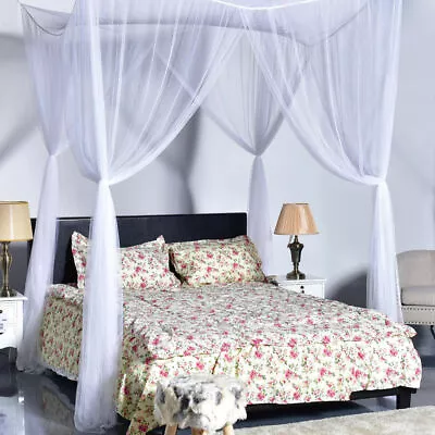 Giantex 4 Corner Post Bed Canopy Mosquito Net Bedding Full Queen King Size White • $19.49