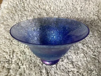 £9.50 • Buy Heron Glass Blue Iridescent Bowl