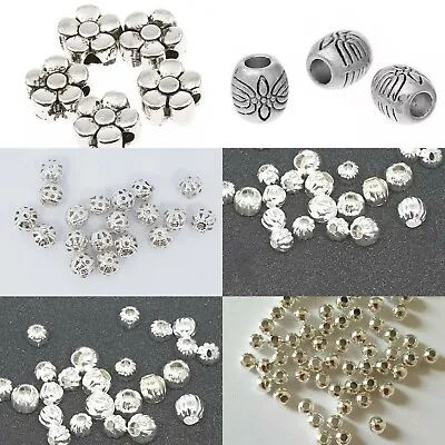  100 Psc Silver Spacer Beads For Jewellery Making Different Styles  • £2.99