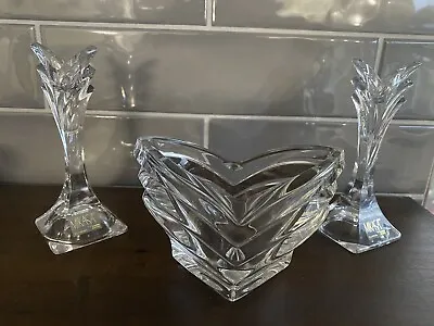 Art Deco Mikasa Crystal Candle Holders -3 Piece Set • $18