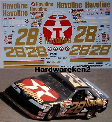 Nascar Decal #28 Havoline 1990 Daytona Scheme Thunderbird Davey Allison 1/24  • $22