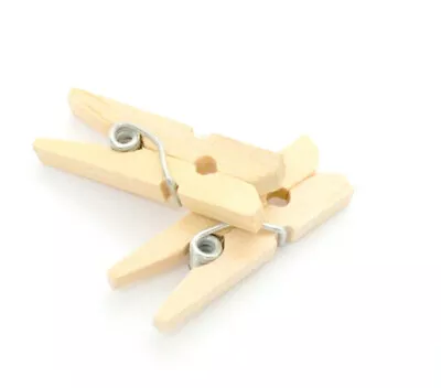 200 Pegs Natural Wooden Mini Pegs Clothes Craft Wedding 25mm • £4.49