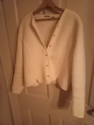 Vintage Carroll Reed Ski Womens Cardigan Sweater 100% Wool Ivory Button Size 18 • $25