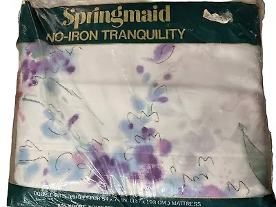 Vintage Floral Double Fitted Sheet Springmaid Sabrina Purple Blue No Iron U.S.A. • $17.50