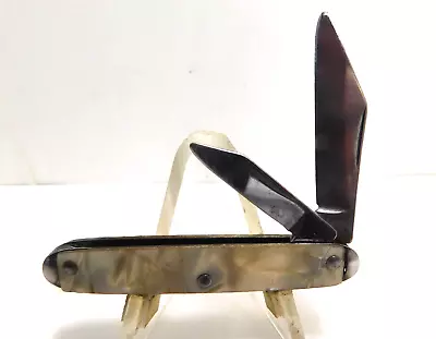 Vintage The Ideal USA Celluloid Cracked Ice Handle 2 Blade Pocket Knife • $24.47