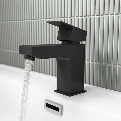 Black Basin Tap Mixer Modern Bathroom Design Mono Lever Handle • £73