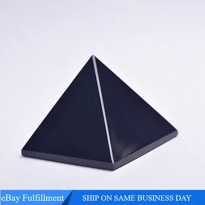 Natural Black Obsidian Quartz Crystal Pyramid Orgone Energy Stone Tower Healing • $8.26