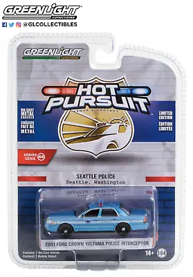 Greenlight 1/64 HP 44 Seattle WA Police 2001 Ford Crown Victoria 43020D • $3.99
