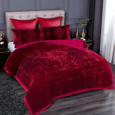 3 Piece Sherpa Comforter Set Embossing Floral Craft Bet Set79  X 91  8 Pounds • $59.99