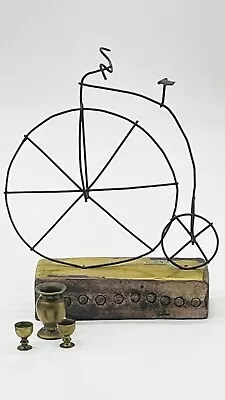 VTG Rosenthal Netter Metal High Wheel Bicycle Sculpture Pottery Base 9” T  ITALY • $69