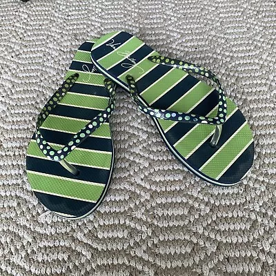 Vera Bradley Women Flip Flops Summer Sandals Lucky Stripe Dots Medium 7 - 8 EUC • $20