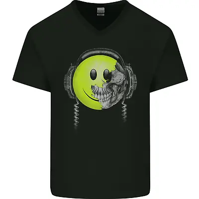£11.99 • Buy DJ Skull Dance Music DJing Skull Headphones Mens V-Neck Cotton T-Shirt