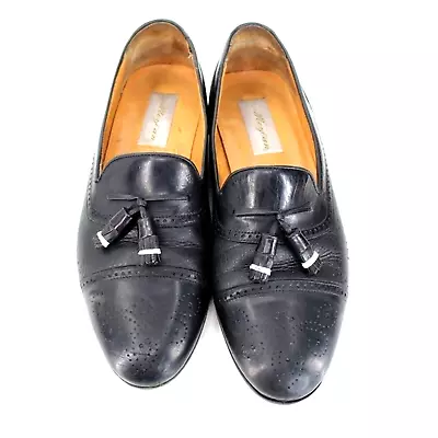 Mezlan Havana Black Deerskin Leather Cap Toe Tassel Brogue Loafer Men's 10.5 B • $46