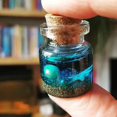 $12.21 • Buy Handmade OCEAN IN A BOTTLE NECKLACE Cute GLASS Jar STARFISH Aqua PEARL Sand SEA