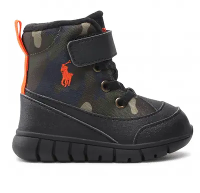 Polo Ralph Lauren Barnes Boot T Black/Olive Mesh UK 4 Cute Smart BRAND NEW • £26.99