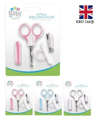 4Pc BABY MANICURE SET Nail Clippers Safety Scissors File 0+ Months Toddler UK • £3.93