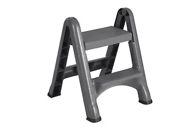 Rubbermaid 2 Step Slip Resistant Folding Plastic Stepstool With Foot Pads Grey • $37.99