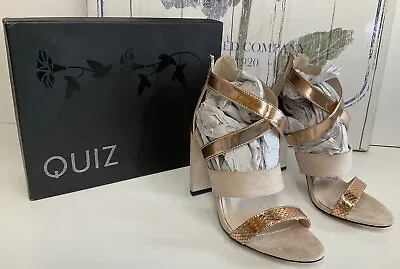QUIZ Women’s Gold Heeled Shoes Party - Holiday Festive Occasions  UK 4 EU 37 New • £12.99