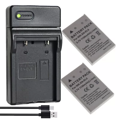 2x EN-EL5 Battery &Charger For Nikon Coolpix P530 P520 P510 P100 P500 P5100 P90 • $14.87