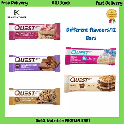 Quest Nutrition PROTEIN BAR Box Of 12 Bars  Gluten Free Sugar Free PICK FLAVOUR • $58.99