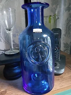 £54 • Buy Dartington Blue Glass Bottle Flower Vase, 250 Mm