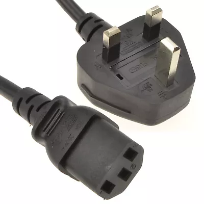 Power Cord UK Plug To IEC Cable (PC Mains Kettle Lead) C13 1m/2m/3m/5m/10m Lot • £6.84