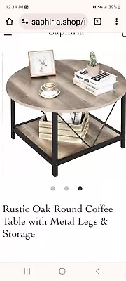 Rustic Oak Round Coffee Table • $161.49