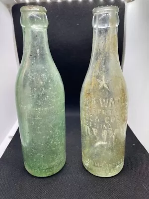 Lot Of 2 Thick Glass Soda Bottles Coca Cola Soda Water Nelson Carbonation Works • $11.99