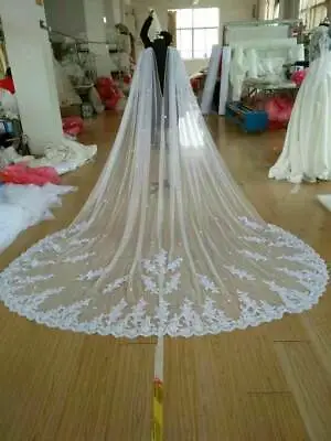 Cathedral Length Bridal Cape Lace Cloak Wedding Dress Accessory Shoulder Veil • $25.99