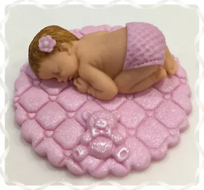 Handmade Pink Baby Girl Cake Topper Plaque Baby Shower Christening Or Baptism • £6