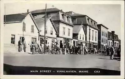 Vinalhaven Maine ME Main St Eastern Illus Real Photo Vintage Postcard • $17.50