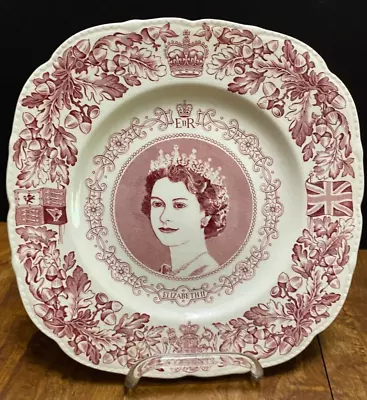 Vtg Queen Elizabeth II 1953 Coronation Plate John Maddock & Sons Hand Engraved • $55