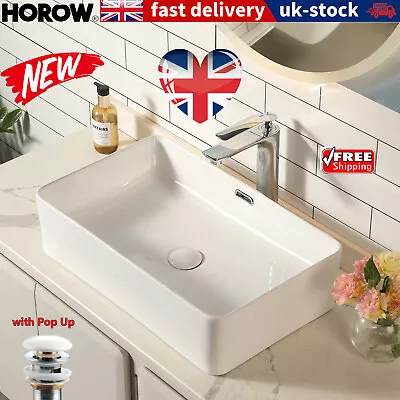 Counter Top Bowl Basin Cloakroom Bathroom Wash Sink W/Pop Up Drain Cramic 48 Cm • £64.99