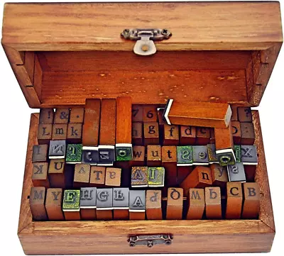 70Pcs Alphabet Stamps Vintage Wooden Rubber Letter Number And Symbol Stamp Set F • $20.43