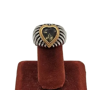 Vtg Sz 8 Ring Lg Gray Heart Rhinestone Chunky Statement Medieval Fashion Jewelry • $49.99