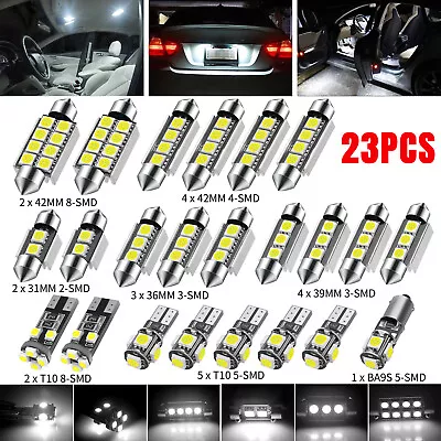 $11.48 • Buy 23PCS Combo LED Interior Map Dome Door Car Trunk License Plate Light Bulbs White