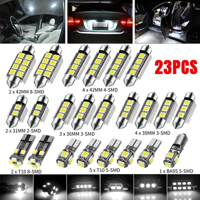 $11.48 • Buy 23PCS Combo LED Interior Map Dome Door Car Trunk License Plate Light Bulbs White
