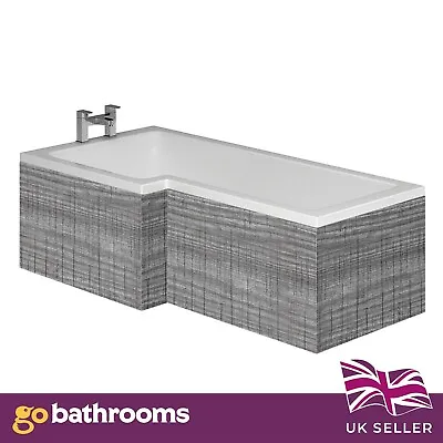 L Shape Colour Match Grey Wood Effect Durable Easy Fit Bath Panel 1690 X 540mm • £87.62