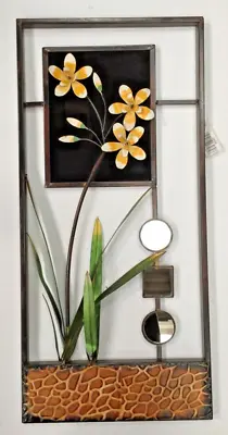 Flowers With Mirrors Framed Contemporary Metal Wall Art Decor Sculpture • £28.99