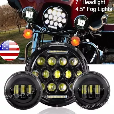 For Yamaha Road Star Silverado XV1600 7  LED Headlight + 4.5  Fog Passing Lights • $57.59