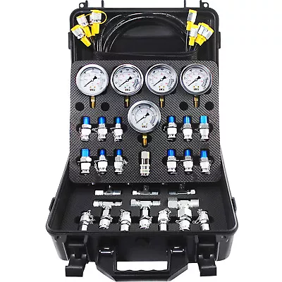 VEVOR Hydraulic Pressure Test Kit 5 Gauges 13 Couplings 14 Tee Connectors 600bar • $219.99