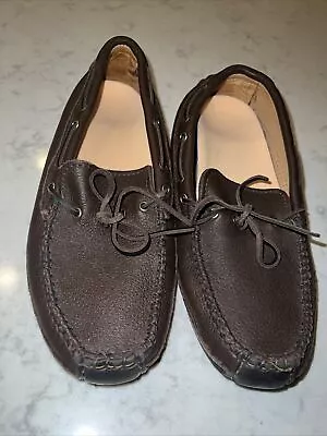 Minnetonka 752 Mens Moccasin Shoes Brown Genuine Moose Leather Slip On 11 • $33.85