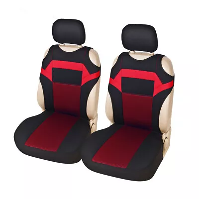 1 Pair Red T-Shirt Design Seat Cover Fabric Universal Protection For Most Cars • £17.77