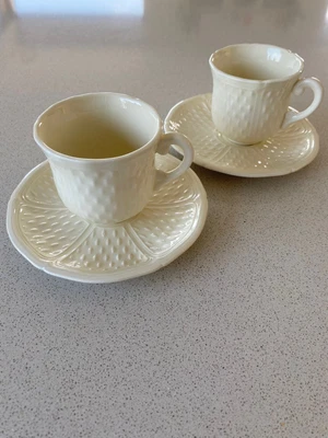 £19.99 • Buy Pair Of Gien Pont Aux Choux Espresso CoffeeCups And Saucers Made In France Ivory