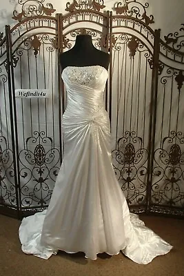 C33w Mori Lee 4604 Sz 4 Ivory Beaded Corset Hollywood Glamour Wedding Dress Gown • $239.40