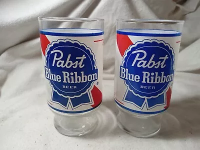 2 Vintage 1970’s Pabst Blue Ribbon Beer Glasses 12oz. (R401) • $11.99