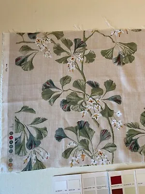40cm  “Greenacre” COLEFAX And FOWLER Linen Fabric Leaf Green NEW £102 RRP • £10